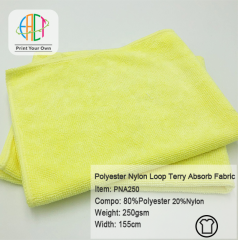 PNA250 Wholesale Solid Polyester Nylon Loop Terry Microfiber Towel Fabric 80% Polyester 20% Nylon 250gsm MOQ 25kg as a roll