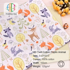 S-CP1213 Twill 100% Cotton Poplin Fabric Animal And Stripes Printed,120gsm,160cm，MOQ=50m