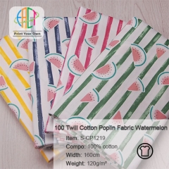 S-CP1220 Twill 100% Cotton Poplin Fabric Watermelon Printed,120gsm,160cm，MOQ=50m