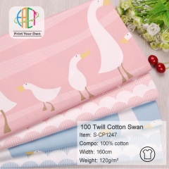 S-CP1247 Twill 100% Cotton Poplin Fabric Printed Snowman,120gsm,160cm,MOQ=50m