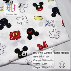 S-CP1254 Twill 100% Cotton Poplin Fabric Printed Mouse,120gsm,160cm,MOQ=50m