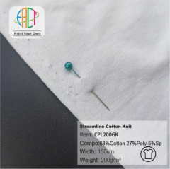 CPL200GK Custom Printed Streamline Cotton Knit Fabric 68% Cotton 27% Polyester 5%Spandex 200gsm