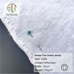 C32SJ Custom Printed Double Yarn Cotton Jersey Fabric 100% Cotton 220gsm