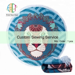 RB110 Custom Sewing Service For Beach Towel Round Tassels Blanket With Your Own Designs