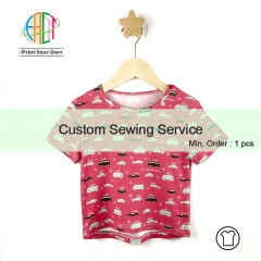 BC003 Sewing Service For Custom Printed Kids T-shirt, Short Sleeves With Your Own Design