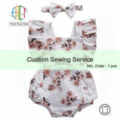 BC019 Custom Sewing Service For 2PC Baby Girl Jumpsuit, Romper Headband Outfits With Your Own Design