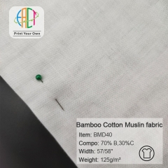 BMD40 Custom Printed Bamboo Cotton Muslin Fabric 70%B 30%C 125gsm