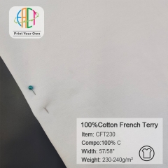 CFT230 Custom Printed Medium Cotton French Terry Fabric 100% Cotton 230gsm