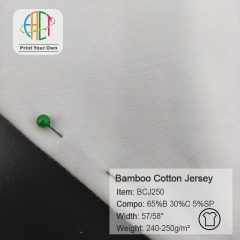 BCJ250 Custom Printed Bamboo Cotton Jersey Fabic 65% B 30% C 5% SP 240-250gsm