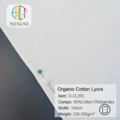 G-CL250 Custom Printed Heavy Organic Cotton Lycra Fabric 95%OC 5%SP 250gsm