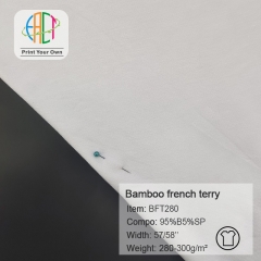 BFT280 Custom Printed 95/5 Bamboo Lycra French Terry Fabric Wholesale, 95%Bamboo 5%Spandex, 280-300gsm
