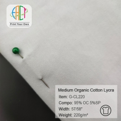 G-CL220 Custom Printed Medium Organic Cotton Lycra Fabric 95% Organic Cotton 5%Spandex 220gsm