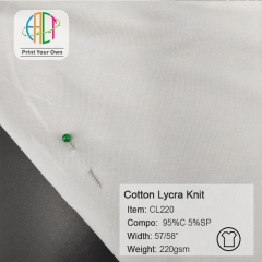 CL220 ( Former CL200 ) Custom Printed Medium Cotton Lycra jersey fabric 95% C 5% SP 220gsm