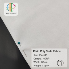 PY4545 Custom Printed Plain Polyester Voile Fabric 100%P 77gsm