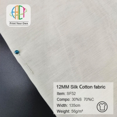 SF52 Custom Printed Silk Cotton Fabric 30%S 70%C 56gsm