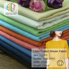 PLC220 Wholesale 55/45 Linen Cotton Woven Plain Fabric 220gsm MOQ 100M