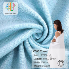 LPT250 Wholesale 80/20 Cotton Polyester Solid CVC Towel Knit Plain Fabric 250gsm MOQ 25KG as a roll