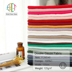 PCMD40 Wholesale 100% Cotton Double Gauze Muslin Fabric 125gsm MOQ 100m