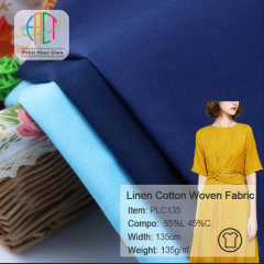 PLC135 Wholesale Solid Linen Cotton Woven Fabric 52%L 48%C 135gsm, MOQ 100m