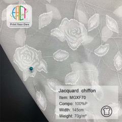 MGXF70 Custom Printed Rose Jacquard Chiffon Fabric 100%P, 70gsm
