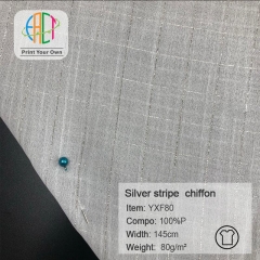 YXF80 Custom Printed Silver stripe chiffon Fabric 100%P 80gsm