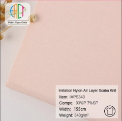 IAPS340 Wholesale Imitation Nylon Air Layer Scuba Knit Fabric 93% P 7% Sp 340gsm MOQ 25KG as a roll