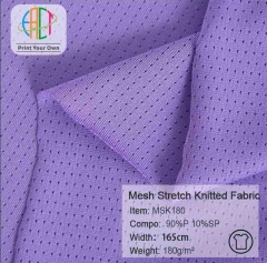 MSK180 Wholesale Mesh stretch Knit Fabric 90% P 10% Sp 180gsm MOQ 25KG as a roll