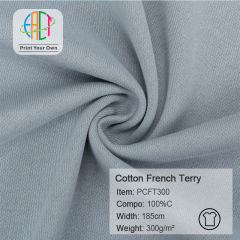 PCFT300 Wholesale 100%C 300gsm Cotton French Terry Fabric, MOQ 25KG as a roll