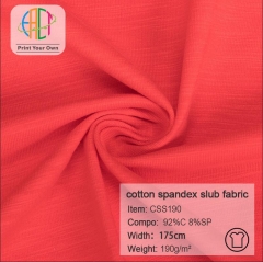 CSS190 Wholesale 98/2 Cotton Spandex Slub Solid Fabric 190gsm MOQ 25KG as a roll