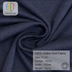 PCJ80 Wholesale 100% Cotton Knit Fabric 80gsm MOQ 25KG as a roll