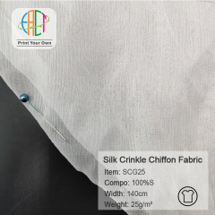SCG25 Custom Printed Silk Crinkle Chiffon Fabric 100%Silk 5.5MM, 25gsm