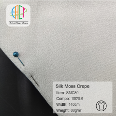SMC80 Custom Printed Silk Moss Crepe Fabric 100%Silk 80gsm