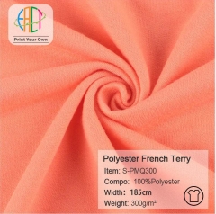 S-PMQ300 Wholesale Polyester French Terry Knit Fabric 100%P 300gsm，MOQ 25KG as a roll