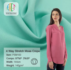 PSM100 Wholesale 4 Way Stretch Moss Crepe Fabric 97%P 3%SP  140gsm MOQ 100m