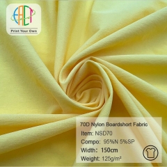 NSD70 Wholesale Plain 70D Nylon Boardshort Fabric 95% Nylon 5% SP 125gsm, MOQ100m