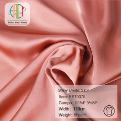 EST5075 Wholesale Shiny Elastic Satin Fabric 95%P 5% SP 85gsm, MOQ=150m