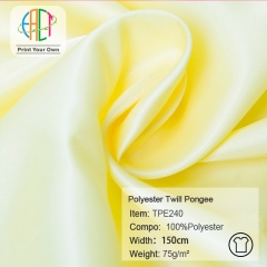 TPE240 Wholesale Polyester Twill Pongee Fabric 100% polyester 75gsm, MOQ=200m