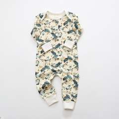 G016 Custom Infant Printed Boys and Girls Spring envelope Collar Romper