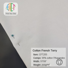 CFT255 Custom Printed Cotton Lycra French Terry fabric 95%C 5%SP, 255gsm