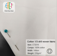 CT2016 Custom Printed Cotton 1/3 Drill Woven Fabric 100%Cotton , 235gsm