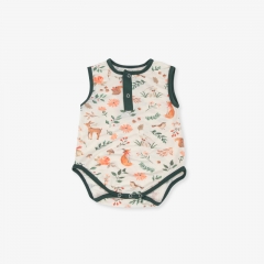G020 Bamboo Lycra Knit Soft Romper Pajamas Summer Thin Tank Top Sleeveless Newborn Clothes