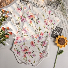 G022 Custom Baby Girl Modal Floral Bodysuits Onesies Newborn to Infant