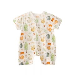 G023  70% Bamboo 30% Cotton Double Layer Yarn Infant Baby Jumpsuit