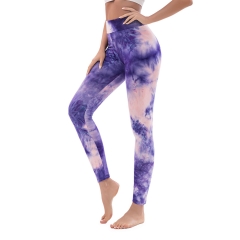 G026 Tie Dye High Waisted Slim Fitting Women's Leggings Milk Silk Yoga Pants