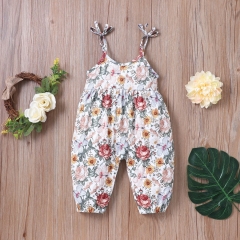 G024   Infant Newborn Baby Girl Floral Romper Kids Strap Jumpsuit Shorts Toddler Summer Overall Clothes