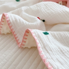 R017  80x110cm/Baby Minky Muslin Thick Blanket Dotted Backing Double Layer Soft Cotton Newborn Receiving Blanket