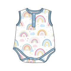 G020 Custom Tank Top Sleeveless Baby Romper Made of Cotton or Bamboo