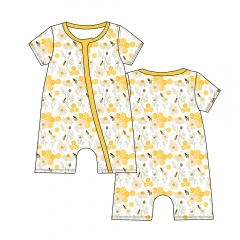 G029 Custom Made Bamboo Shortie Romper Pajamas, 2 Way Zipper Sleepers