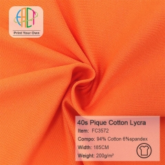 FC3572 40s Semi-combed Cotton Pique With Lycra Fabric