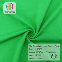 FC2479 32s T/C Pique With Lycra French Terry Fabric 23%Cotton 72%Polyester 240gsm